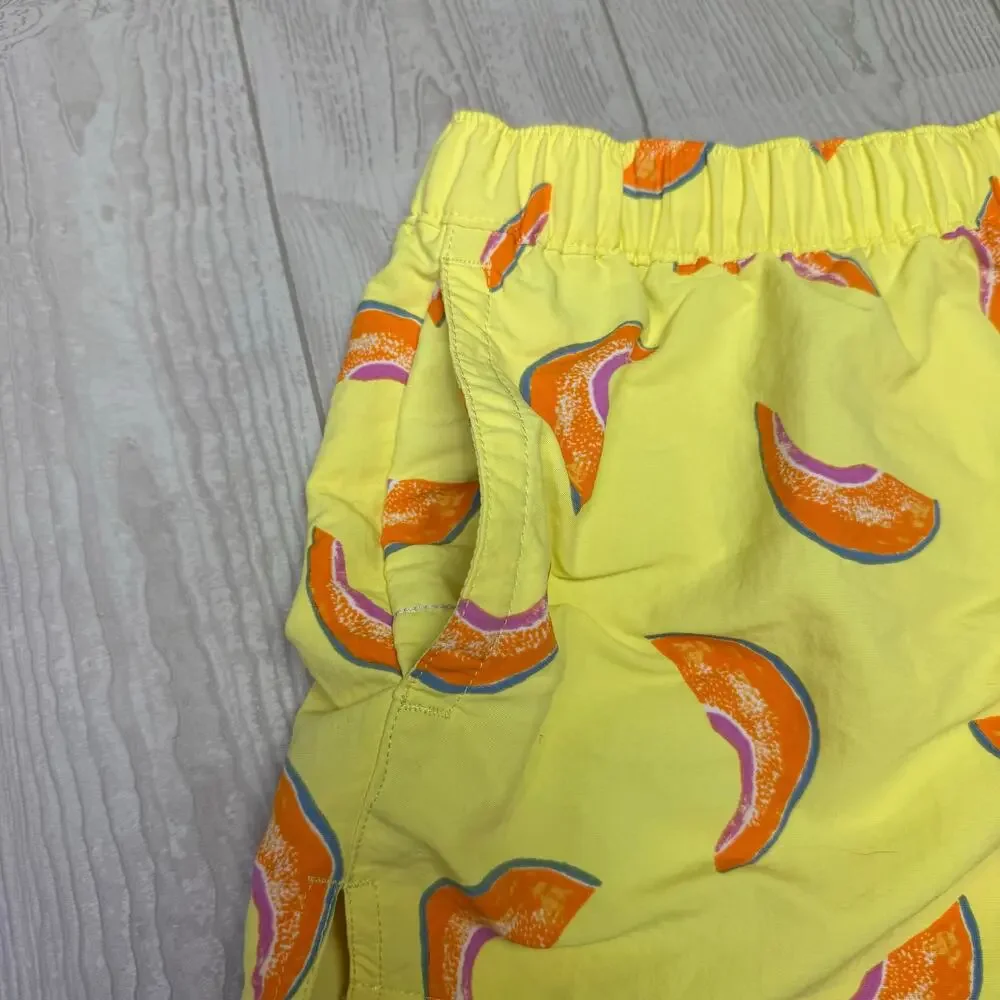 Patagonia Baggies Shorts Women's Medium Yellow Orange Cantaloupe Print
